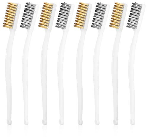 Oruola 8pcs Small Brass Wire Brushes for Cleaning,Small Wire Brush,Brass Wires Brushes for Cleaning,Wires Brush for Rust Removal for 3D Printer Nozzle