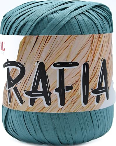 Gomitolo Rafia Lane Mondial 50 gr 100% viscosa naturale uncinetto 4-4,5 vari colori borse mare accessori cappellini arredo casa (885 Verde antico)