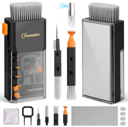 Kit de limpieza de teclado para laptop, kit de limpieza de teclado todo en uno para MacBook iPad iPhone, limpiador compacto para laptop con cepillo y spray para tablet, Airpods, auriculares, pantalla