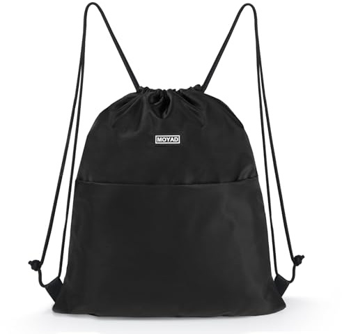 Moyad Drawstring Bags for Kids & Adults 37 x 44 cm Swimming Sports Gym Bag with Zippered Pocket Draw String Backpack PE Bag for Shopping Yoga Beach Holidays Travel School