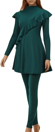 Generisch Burkini Damen Set - Muslimische Badeanzug 3-Teilig mt Hijab & Hoher Taillen Hose Islamischer Schwimmanzug Bademode Muslim Ganzkörper-Badeanzüge Sport Swimwear