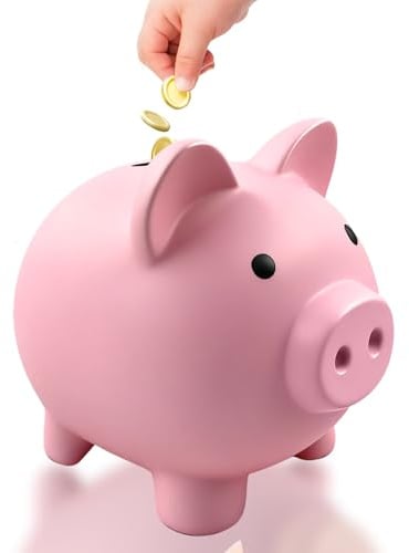 Rosa Sparschwein, Plastikspardose, Niedliche Münzen Sparbüchse,Geldbanken, Kleines Wechselschwein, Kleingeld Sparschwein für Kinder Jungen, Mädchen, und Erwachsene (L)