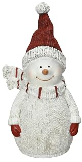 finehomegarden Zaunfigur Zaunhocker Schneemann weiß/rot Dekofigur 11x8cm H22cm Garten