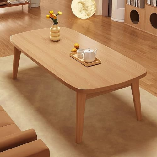 Genérico Mesa de Centro Mesa Camilla Rectangular Mesas Auxiliar de Madera Maciza Rectangular Moderna para Comedor, Cocina y Sala de Estar, No Requiere Montaje(Natural,100x55x45cm)