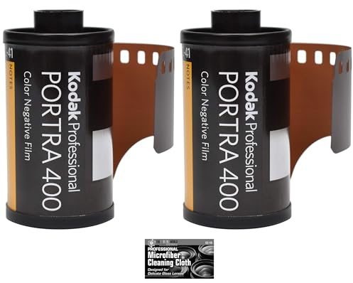 Kodak Professional Portra 400 Color Negative Film (35mm Roll Film, 36 Exposures) - 2 Pack with Cleaning Cloth