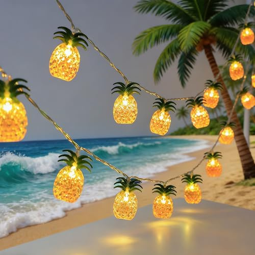 Kaleora Ananas Lichterkette, 3 Meter 20 LED, Tropische Sommer-Lichterkette Batteriebetrieben, Dekorative Beleuchtung für Innen, Hawaii Party, Schlafzimmer, Sommerpartys, Tropisches Party