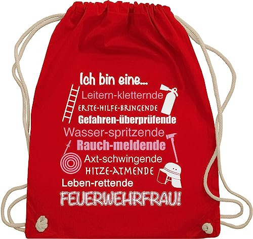 Turnbeutel Rucksack - Feuerwehr - Taschen - Ich bin eine ... Feuerwehrfrau! - Unisize - Rot - feuerwehrgeschenkartikel beutel feuerwehrfrau feuerwehrmann frau turnsackerl feuerwehrfrau+geschenke