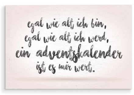 artboxONE Holzbild 30x20 cm Typografie Adventskalender Vorfreude von Künstler Roman Velez
