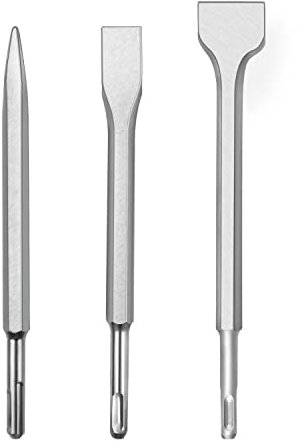 SDS-Plus Hammer Drill Chisel Set, Rotary Hammer Bits Set,3PCS Including Point Chisel, Flat Chisel, Cranked Chisels with Carry Case