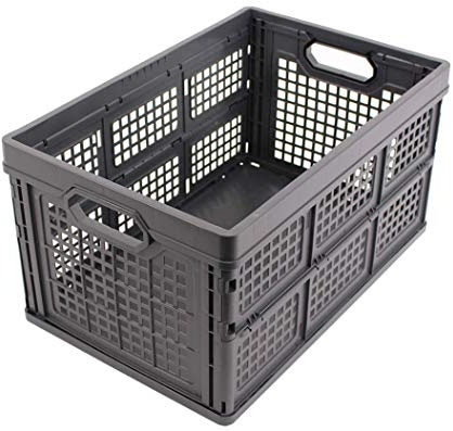 DieKlappbox - Stabile Einkaufsbox klappbar, Klappbox 45L, 60% Recycling-Plastik, Made in Germany, TÜV, verstärkter Boden, 52,5x34,5x28 cm, Dunkelgrau