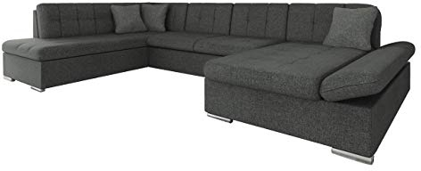 Mirjan24 Ecksofa Bergen Design Eckcouch mit Schlaffunktion und Bettkasten, Regulierbare Armlehnen, U-Form Sofa vom Hersteller, Wohnlandschaft (Lux 06 + Lux 06 + Lux 05, Ecksofa: Rechts)
