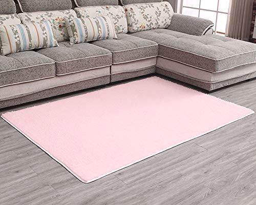 Tappeto Shaggy a Pelo Corto, Morbido Yoga Tappeto Decorativo Soggiorno Camera, Diversi Colori e Dimensioni Rosa Chiaro 50 * 80cm