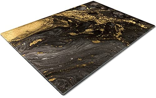 Chopping Board | Glass Chopping Boards for Kitchens | Glass Worktop Savers for Kitchen | Cutting Boards for Kitchen | Chopping Board Non Slip | Small Chopping Board | Black Gold Print
