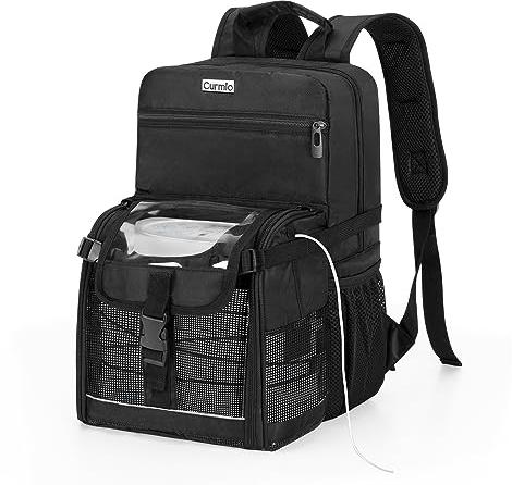 CURMIO Sac à Dos pour Concentrateur ou Inhalateur d'Oxygène Portable, Compatible avec Inogen, OxyGo and Caire Units, Divers Stockage Compartiments, Noir, Conception Brevetée (Sac Seulement)