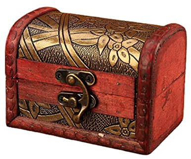 FIYSON Mini Holz Schatzkiste, Vintage Deko Holz Schatzkiste,Schatztruhe Piratenschatztruhen Pralinenschachtel Schmuck Vorratsbehälter Dekoration Verfügbar zum Aufbewahren von Schmuck (Stil 3)