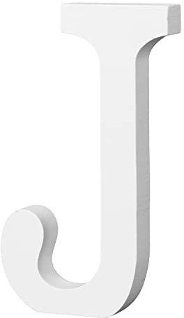 10cm Stehende Holzbuchstaben, leichte Naturholz-Alphabet-Buchstaben Große Holzbuchstaben zum Basteln, unbehandelte Holzdekorationen für Zuhause, Wand, Party, Dekoration, DIY-Projekte (J, Weiß)