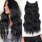 Clip in Extension mit Gummiband Haarverlängerung Lang locken Hair Extensions Synthetik wie Echthaar Günstig Unsichtbare Haarteil Extensions Schwarz 068A