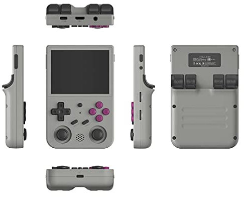MOLVUS Consola de Juegos portátil RG353V de 3,5 Pulgadas, 16G + 128G, 25000 Juegos incorporados, niños Adultos (Gris)