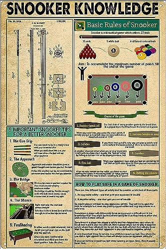 Oudrspo Snooker Wissen Poster Blechschilder Billard Club Dekor Vintage Metallplakette Neuheit Lustig Zuhause Küche Büro Café Bar Geschäft Wandbehang Schilder Dekor 8x12 Zoll