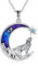 YAFEINI Wolf Kette Sterling Silber Mond und Berg Wolf Anhänger Halskette Schmuck Geschenke für Damen