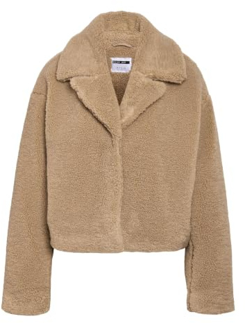 Noisy May Damen Nmnati Crop Teddy Jacket Noos, Birch, m