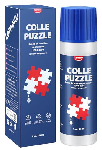 Lemeitu 120ml Colle Puzzle Transparente avec Applicateur,pour Fixer et accrocher des Puzzles, Séchage Rapide,