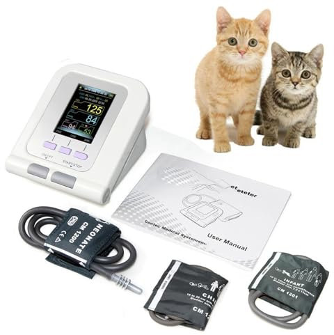 Blutdruckmessgerät für Veterinärmedizin, Automatisches digitales Blutdruckmessgerät mit Manschette in 3 Größen für den Heimgebrauch, Großes LCD-Display, Desktop-Tierarztausrüstung