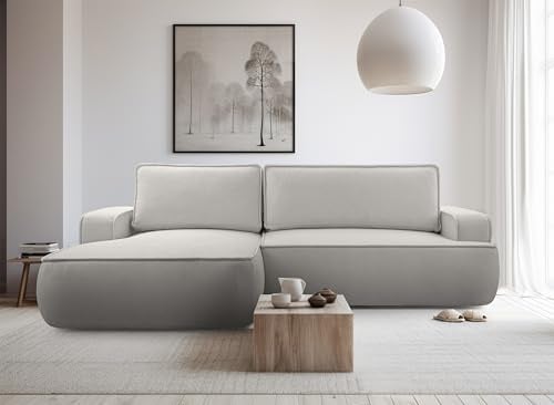 AXLIVING Ablia Sofa L Form mit Schlaffunktion Hellgrau 267 cm breit L