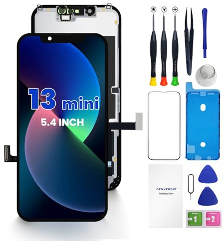 Genverdix Pantalla para iPhone 13 Mini – Reemplazo de Pantalla 3D Touch FHD DIY de 5.4 Pulgadas, Totalmente Compatible con Face ID, Colores Vivos, Alta Resolución.