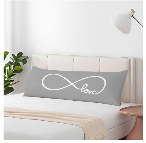 Wsenltvy Endless Love Body Pillow Cover Infinity Love Decorative Body Pillow Covers Long Pillow Cushion Case Zipper Body Pillowcase Soft Cushion Cover for Bedding,Couch,Home 20X54 Gray