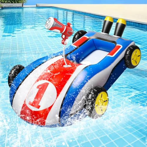 SKIKHN Flotadores de Piscina para Niños, Flotadores Piscina Bebe con Pistola de Agua, Inflable Natación Niños Flotador Bebe, Ayuda para Nadar Go-Kart, para Jardín, Playa, Parque Acuático