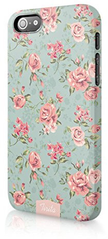 Compatible with iPhone 7 Plus & 8 Plus Tirita Hard Case Cover Shabby Chic Floral Retro Design Designer Pattern Snap-On Protective