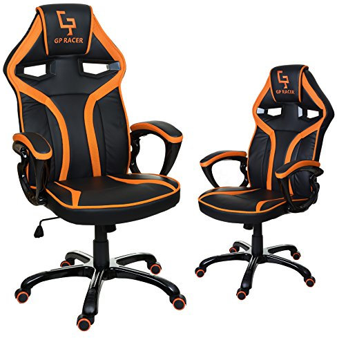 GIOSEDIO GP Racer Gaming Chefsessel Bürostuhl Modisch Racing Stuhl Computerstuhl (Schwarz/Orange)