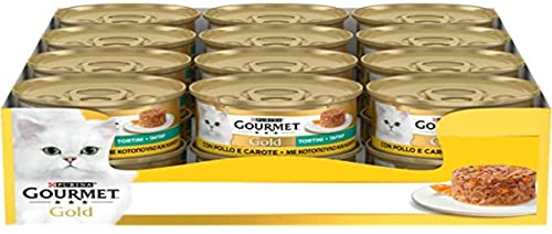 Purina Gourmet Gold Pastetchen mit Gemüse feucht Katzen mit Huhn und Karotten, 24 Dosen à 85 g | Packung 24 x 85 g