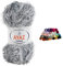 Fransen-Strickgarn Yumos 140m/100g Fancy Garn Strickwolle 40 Farben, Farbe:1195 hellgrau
