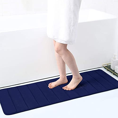 Homaxy Memory Foam Badezimmer Badteppich Saugfähige Rutschfester Badvorleger Waschbar Badematte - 43 x 120 cm, Marineblau