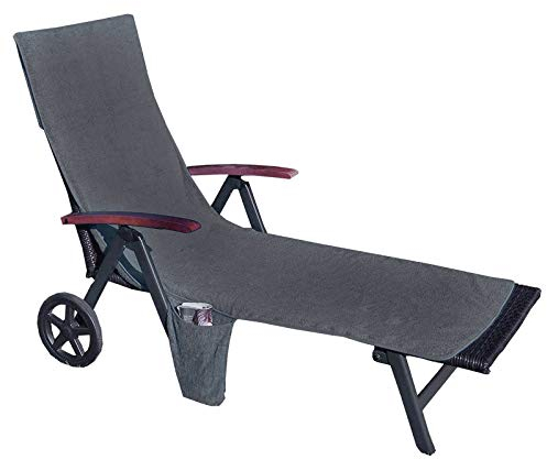 Liegestuhl Auflage XXL 60x190 Frottier Auflage für die Gartenliege aus 100% Baumwolle in Grau