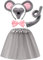 Geyoga Kids Mouse Costume Set Mouse Tutu Skirt Animal Ears Nose Bow Tie Tail Tutu Skirt Fancy Costume Accessories Halloween(Gray)