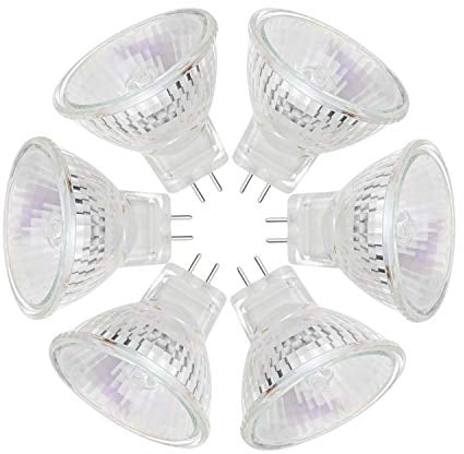 EKSAVE MR11 Halogen Bulbs 12V 35W GU4 Bi-Pin Base Spotlight Dimmable Glass Cover 35mm Diameter Warm White 2700K（Pack of 6）
