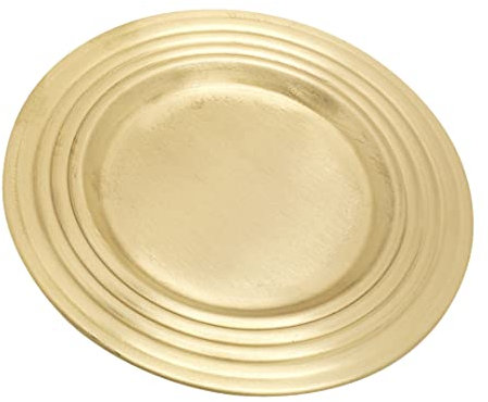 NKlaus Plato para Velas con Borde Acanalado Ø15 cm de latón Dorado Plato para Velas Redondo Deco 10730