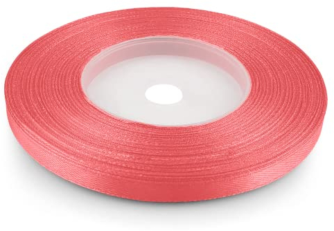 Netuno 1x rouleau ruban satin corail 6 mm x 32 m ruban de tissu rubans de satin ruban cadeau ruban décoratif pour emballages cadeaux décoration bricolage DIY ruban de couleur ruban de soie satin