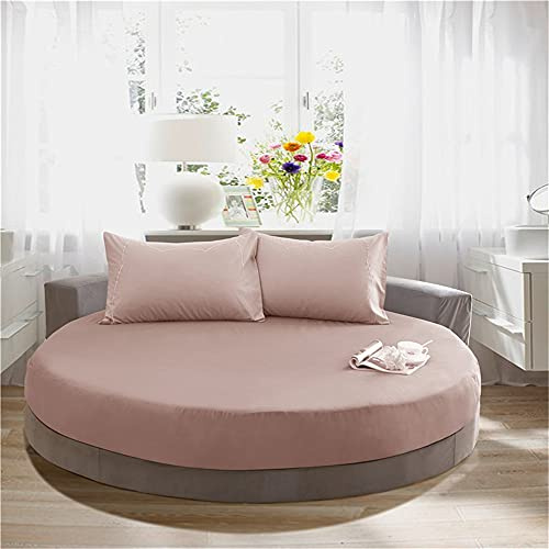 Treer Spannbetttuch Baumwolle Runde Spannbettlaken, Weiche Atmungsaktivem Einfarbige Bedding Hotel Spannbetttuch für Rundbett, Elastische Tiefe Tasche, Große Größen (Braun,180x180+25cm)