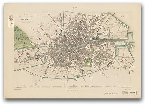 Vintage Posteria Poster Bild Bilder Anschlag Deko Ohne Rahmen WandKunst Posters Moderne Zimmer Wandbilder Schlafzimmer Wand Kunst 30x40 cm Vintage - Archivkarten von Dublin in Irland
