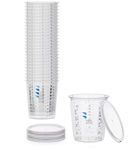 BenBow Tasse à mesurer professionnelle 25x 385ml avec 3x couvercle - graduations multiples - Gobelets gradués Gobelets de mélange pour peinture Gobelets de mesure pour peinture Gobelets de mélange