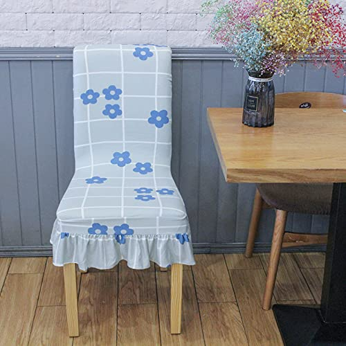 Stuhlhussen Gartenstühle Hellblau Stuhlbezug für Esszimmerstühle,Stuhlhusse Stretch,Stuhlhussen Schwingstuhl Waschbar, Hussen für Stühle Mit Gummiband,Stuhlhusse Moderne(2Stück)