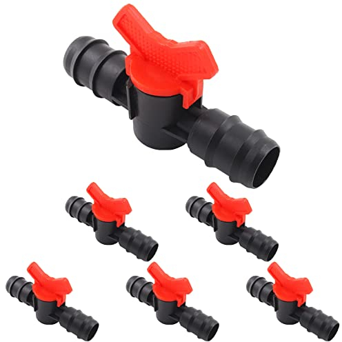 Moicstiy 6 Stück 2,5 cm Tropfbewässerungsschalter 23 mm Kugelhahn Absperrschalter Rohrkupplung Ventil mit Schlauchstutzen für Landwirtschaft Garten