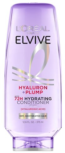 L'Oreal Paris Elvive Hyaluron Plump Hydrating Conditioner for Dehydrated, Dry Hair Infused with Hyaluronic Acid Care Complex, Paraben-Free, 12.6 Fl Oz
