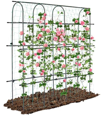 6×6 Feet Garden Trellis for Climbing Plant, Kalolary Large Garden Cucumber Trellis U-Frame Vegetable Beans Fruit Grow Trellises Rustproof Metal Plant Climbing Support for Indoor Outdoor Vine Stand
