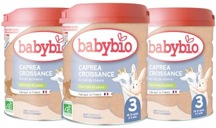 Babybio - Lait Infantile - Caprea 3ème Âge - 800g - Au lait de chèvre - dès 10 Mois - BIO - Fabriqué en France - Sans Huile de Palme - Lot de 3