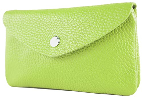 modamoda de P11 Damen Leder Geldbörse Portemonnaie Medium Handmade in Italy, Farbe:Apfelgrün